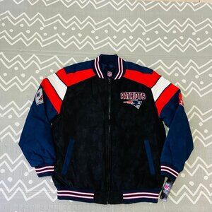 Vintage retro New England patriots suede leather varsity letterman bomber jacket
